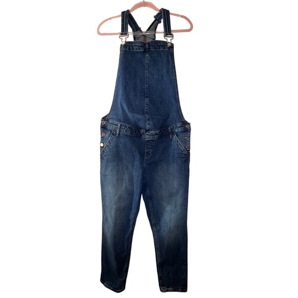 Gap Maternity Denim Overalls Large Comfortable Sustainable Chic Blue Jeans - Picture 1 of 11